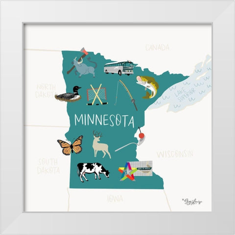 Minnesota White Modern Wood Framed Art Print by Louise, Gigi