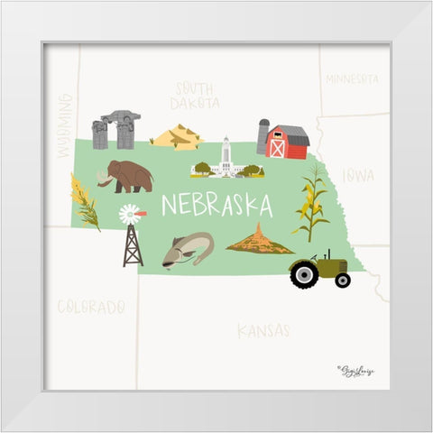 Nebraska White Modern Wood Framed Art Print by Louise, Gigi