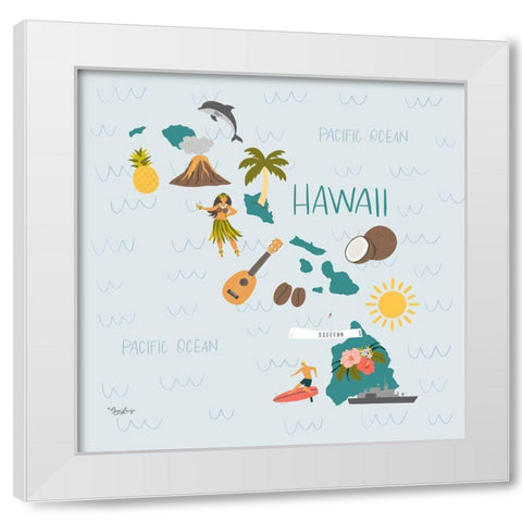 Hawaii White Modern Wood Framed Art Print by Louise, Gigi
