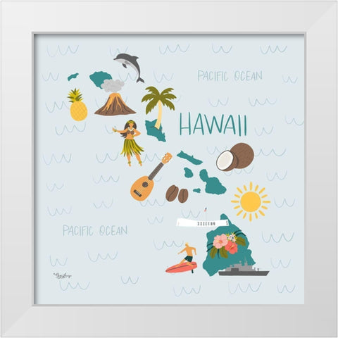 Hawaii White Modern Wood Framed Art Print by Louise, Gigi