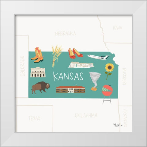 Kansas White Modern Wood Framed Art Print by Louise, Gigi