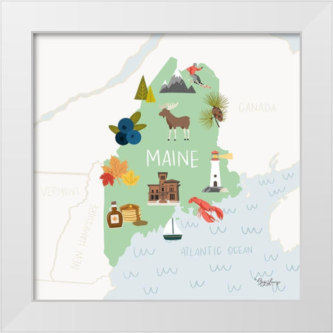 Maine White Modern Wood Framed Art Print by Louise, Gigi