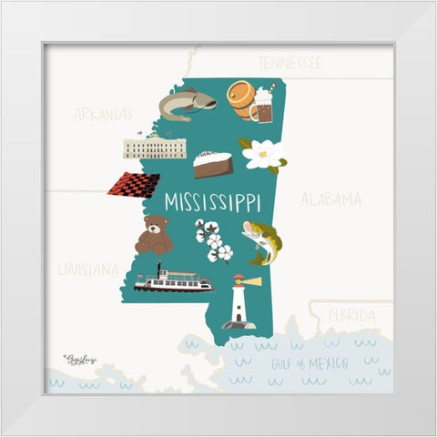 Mississippi White Modern Wood Framed Art Print by Louise, Gigi
