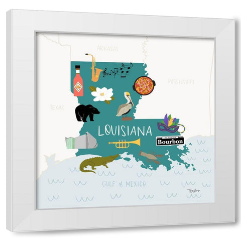 Louisiana White Modern Wood Framed Art Print by Louise, Gigi