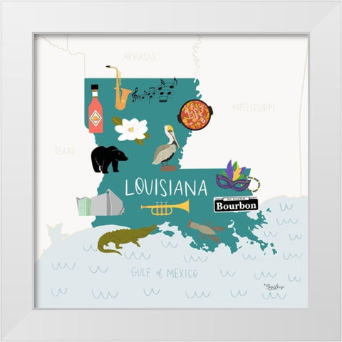 Louisiana White Modern Wood Framed Art Print by Louise, Gigi