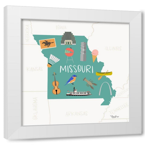 Missouri White Modern Wood Framed Art Print by Louise, Gigi
