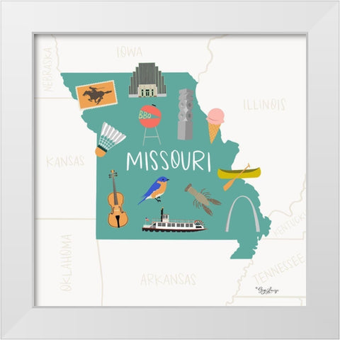 Missouri White Modern Wood Framed Art Print by Louise, Gigi