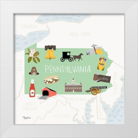 Pennsylvania White Modern Wood Framed Art Print by Louise, Gigi