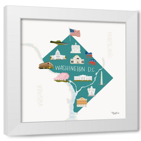 Washington DC White Modern Wood Framed Art Print by Louise, Gigi