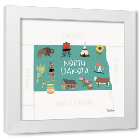 North Dakota White Modern Wood Framed Art Print by Louise, Gigi