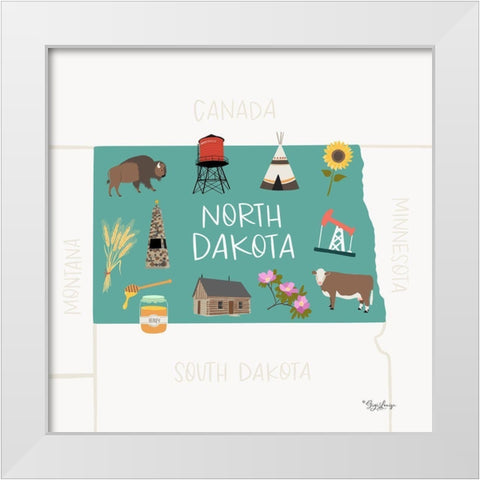 North Dakota White Modern Wood Framed Art Print by Louise, Gigi