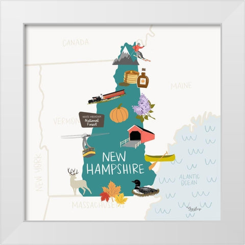 New Hampshire White Modern Wood Framed Art Print by Louise, Gigi