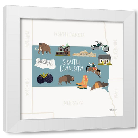 South Dakota White Modern Wood Framed Art Print by Louise, Gigi