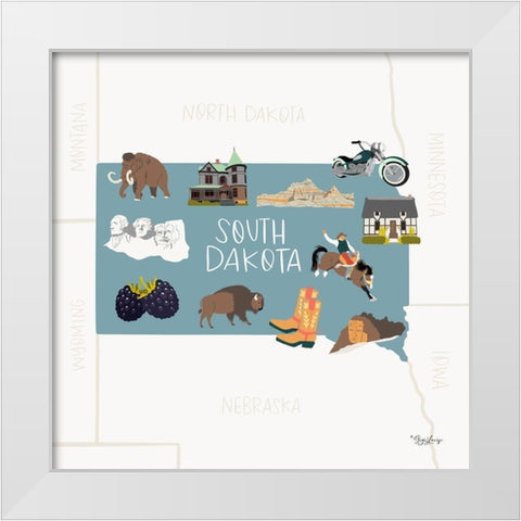 South Dakota White Modern Wood Framed Art Print by Louise, Gigi