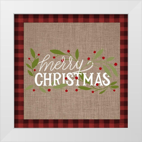 Christmas Plaid White Modern Wood Framed Art Print by Louise, Gigi