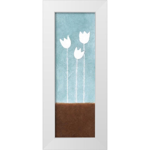 3 Tulips White Modern Wood Framed Art Print by Emery, Kristin