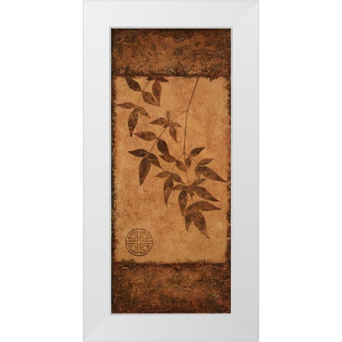 Vertical Leaves I White Modern Wood Framed Art Print by Emery, Kristin