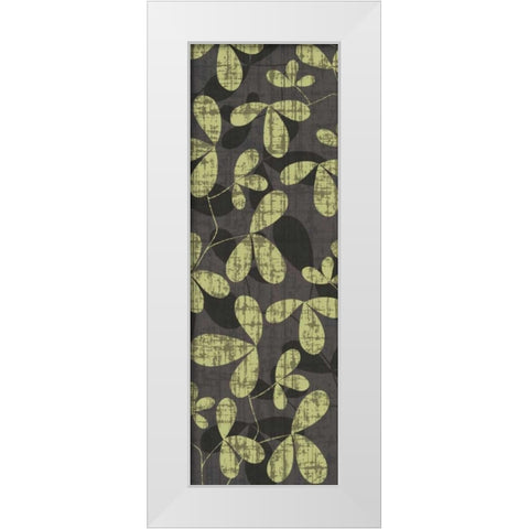 Green and Gray Leaves White Modern Wood Framed Art Print by Emery, Kristin