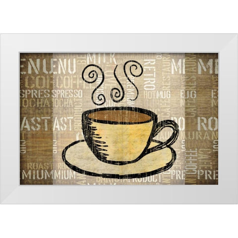 Coffee Mat 1 White Modern Wood Framed Art Print by Emery, Kristin