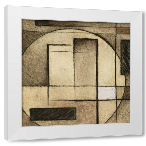 Brown Circle Box I White Modern Wood Framed Art Print by Emery, Kristin