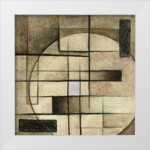 Brown Circle Box II White Modern Wood Framed Art Print by Emery, Kristin