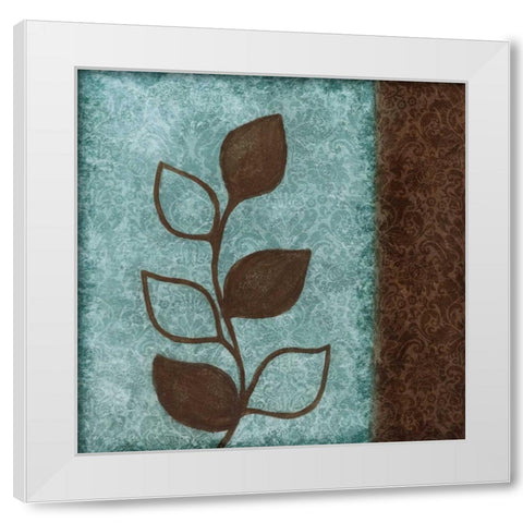 Brown Leaves Square - Right White Modern Wood Framed Art Print by Emery, Kristin