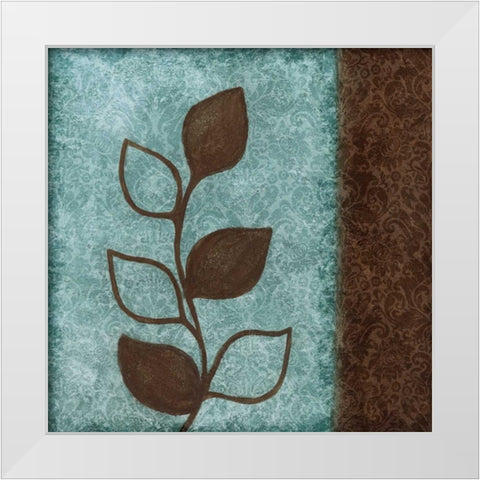 Brown Leaves Square - Right White Modern Wood Framed Art Print by Emery, Kristin
