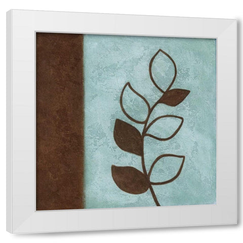 Brown Leaves Square - Left White Modern Wood Framed Art Print by Emery, Kristin