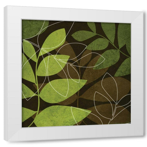 Green and Brown Leaves I White Modern Wood Framed Art Print by Emery, Kristin