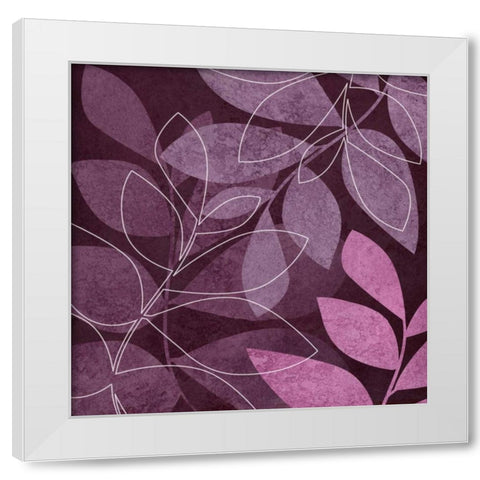 Purple Leaves II White Modern Wood Framed Art Print by Emery, Kristin