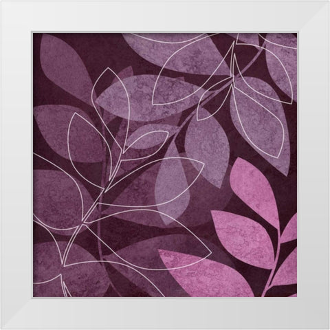 Purple Leaves II White Modern Wood Framed Art Print by Emery, Kristin