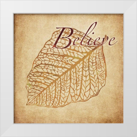 Red and Gold Believe White Modern Wood Framed Art Print by Emery, Kristin