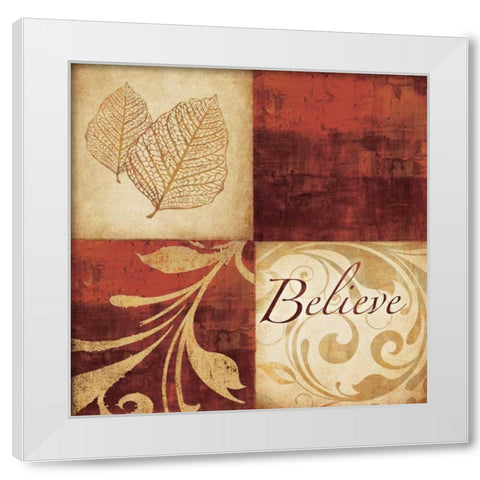 Red Gold Believe White Modern Wood Framed Art Print by Emery, Kristin