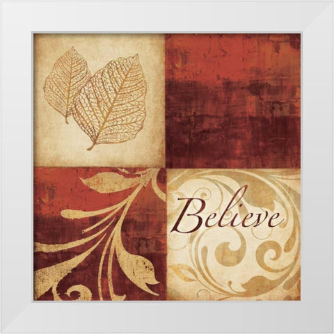 Red Gold Believe White Modern Wood Framed Art Print by Emery, Kristin