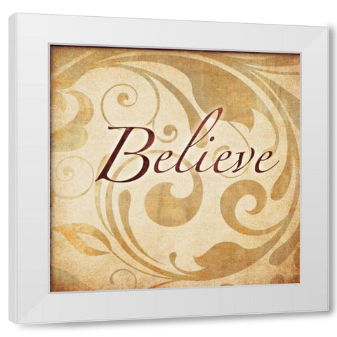Red Gold Believe 2 White Modern Wood Framed Art Print by Emery, Kristin