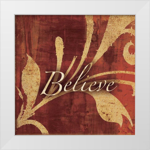 Red Gold Believe White Modern Wood Framed Art Print by Emery, Kristin