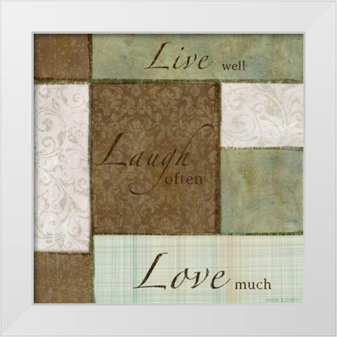 Live Laugh Love I White Modern Wood Framed Art Print by Emery, Kristin