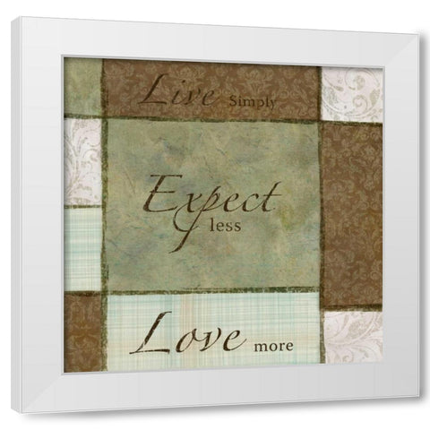 Live Laugh Love II White Modern Wood Framed Art Print by Emery, Kristin