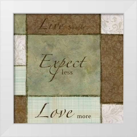 Live Laugh Love II White Modern Wood Framed Art Print by Emery, Kristin