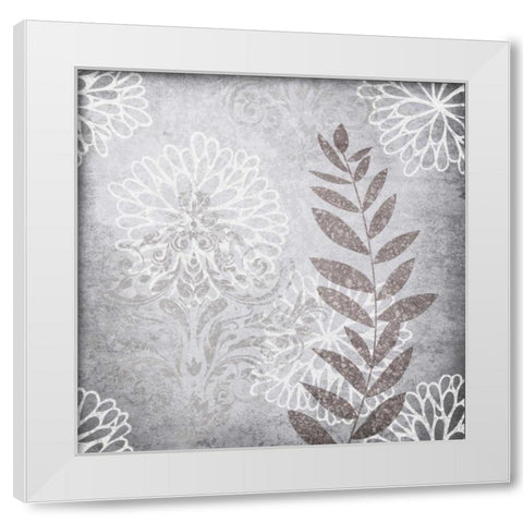 Warm Gray Leaves White Modern Wood Framed Art Print by Emery, Kristin