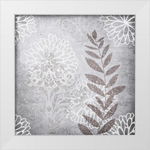 Warm Gray Leaves White Modern Wood Framed Art Print by Emery, Kristin