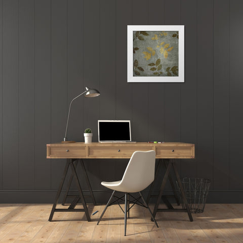 Gold and Brown Leaves I White Modern Wood Framed Art Print by Emery, Kristin