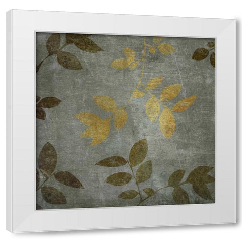 Gold and Brown Leaves I White Modern Wood Framed Art Print by Emery, Kristin