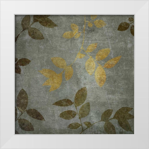 Gold and Brown Leaves I White Modern Wood Framed Art Print by Emery, Kristin