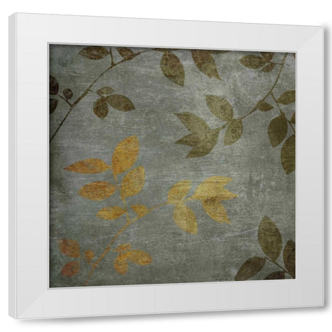 Gold and Brown Leaves II White Modern Wood Framed Art Print by Emery, Kristin