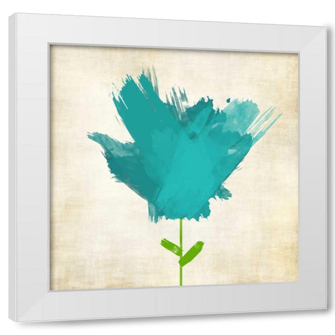 Brush Stroke Flowers Blue II White Modern Wood Framed Art Print by Emery, Kristin
