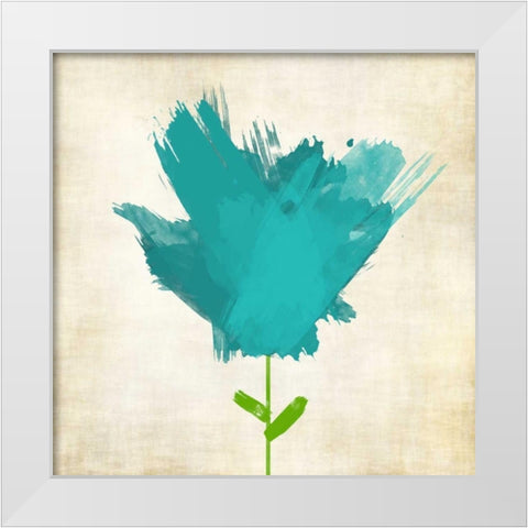 Brush Stroke Flowers Blue II White Modern Wood Framed Art Print by Emery, Kristin