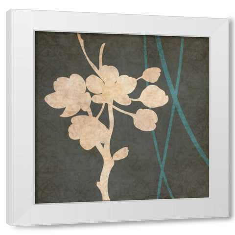 Blue and Gray Flowers II White Modern Wood Framed Art Print by Emery, Kristin