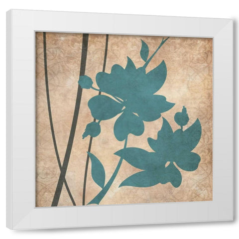 Blue and Gray Flowers I White Modern Wood Framed Art Print by Emery, Kristin