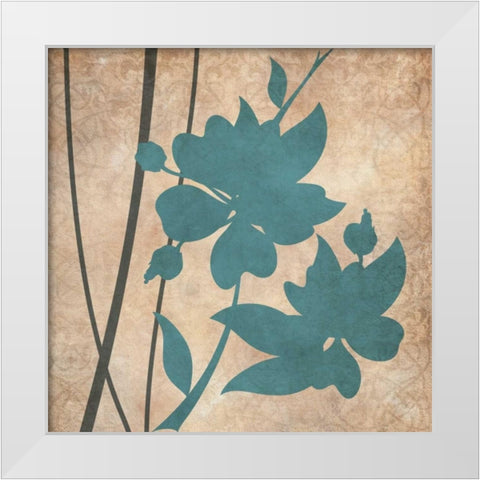 Blue and Gray Flowers I White Modern Wood Framed Art Print by Emery, Kristin